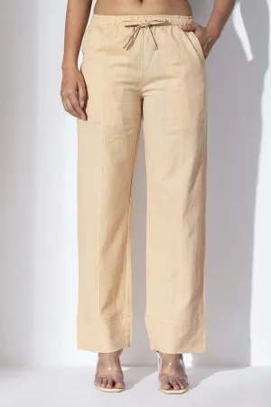 Warm Sand Cotton Straight Pants