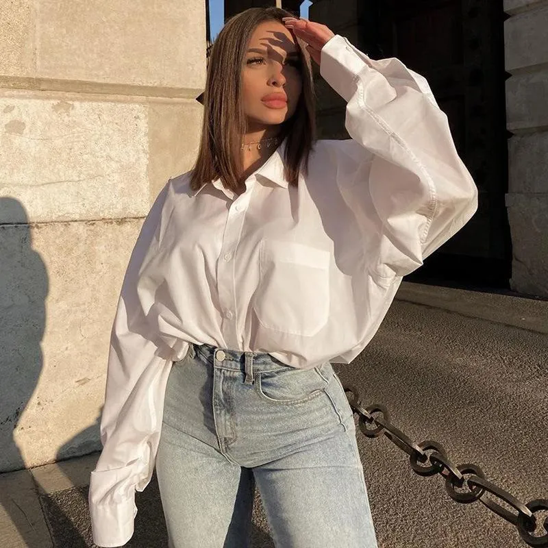 White Long Sleeves Stand Collar Women Shirts