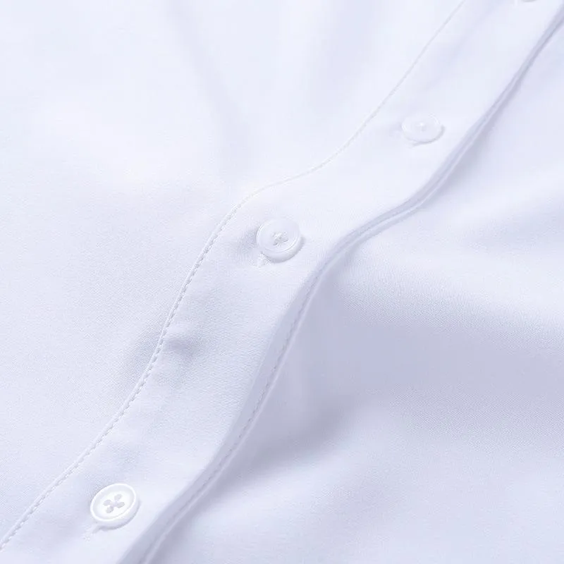 White Long Sleeves Stand Collar Women Shirts