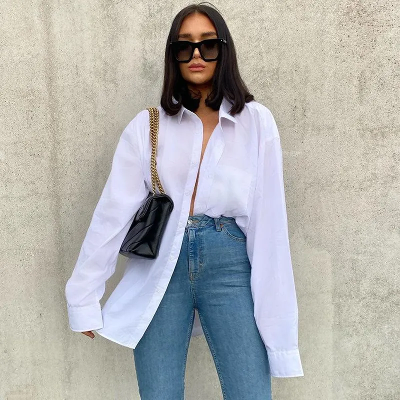 White Long Sleeves Stand Collar Women Shirts