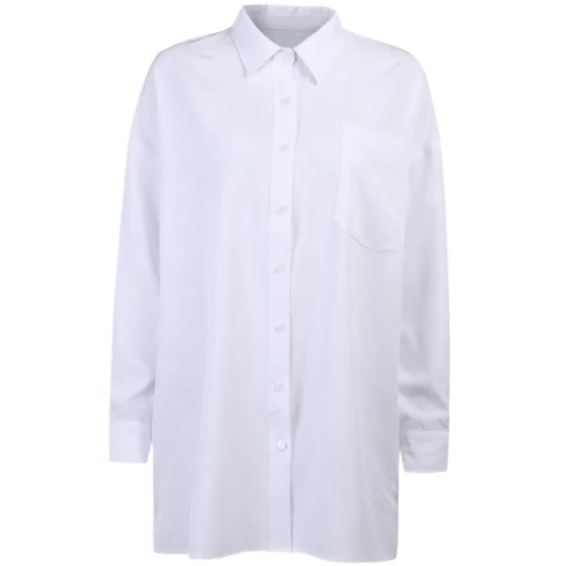 White Long Sleeves Stand Collar Women Shirts