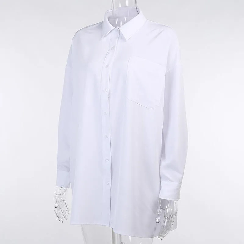 White Long Sleeves Stand Collar Women Shirts