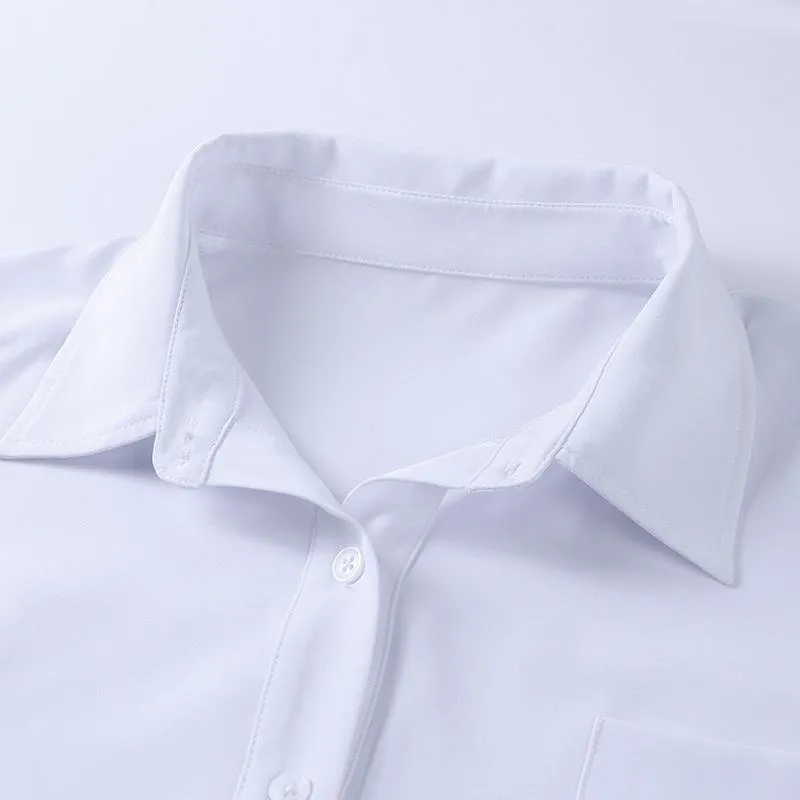 White Long Sleeves Stand Collar Women Shirts