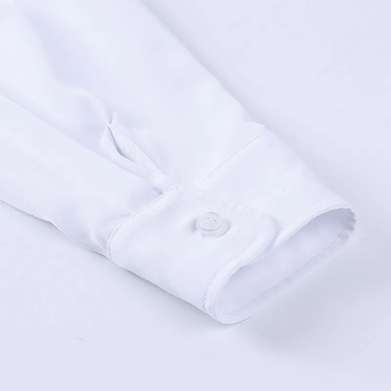 White Long Sleeves Stand Collar Women Shirts