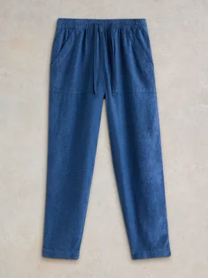 White Stuff UK Elle Linen Blend Trouser Chambray Blue