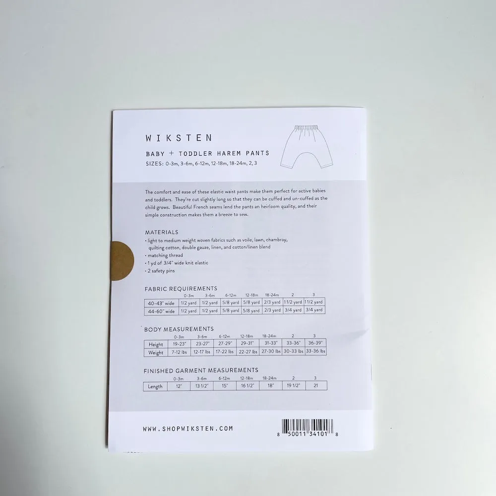 Wiksten : Baby & Child Harem Pants Sewing Pattern