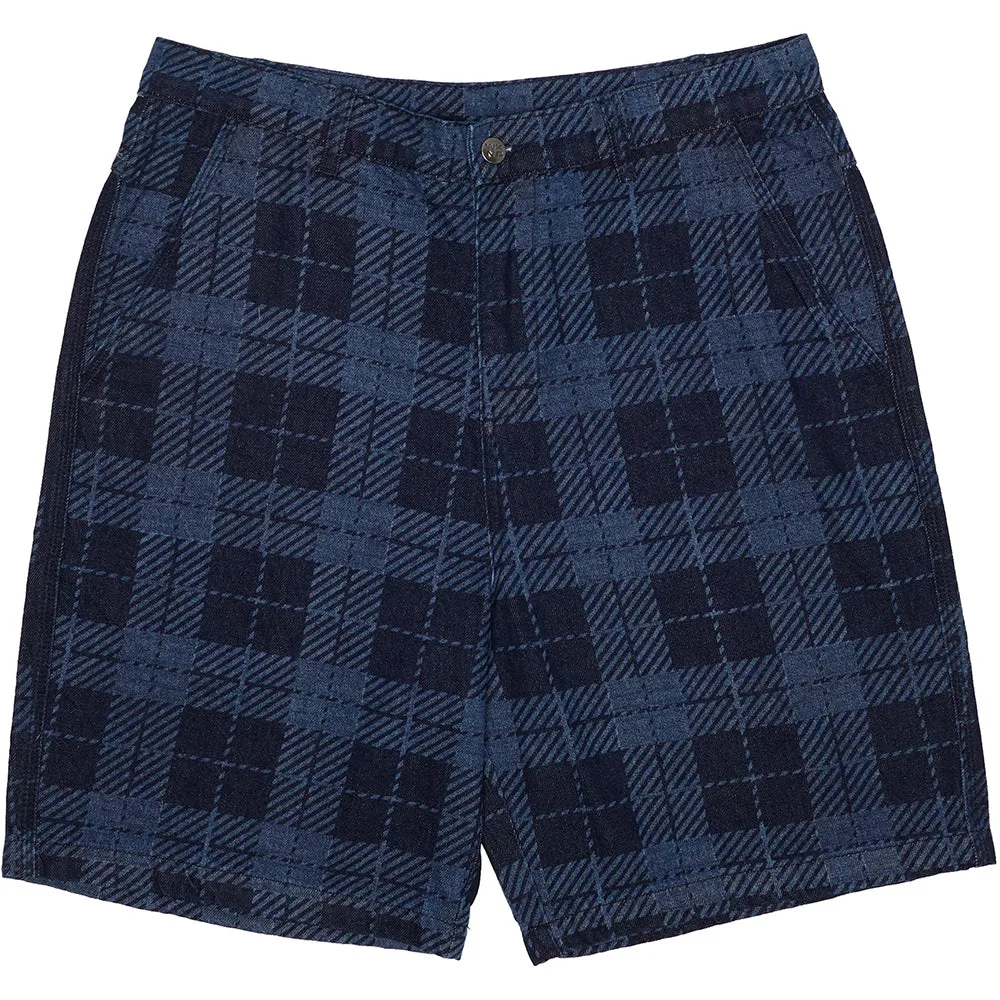 WKND Gene's Jeans Shorts Plaid Blues