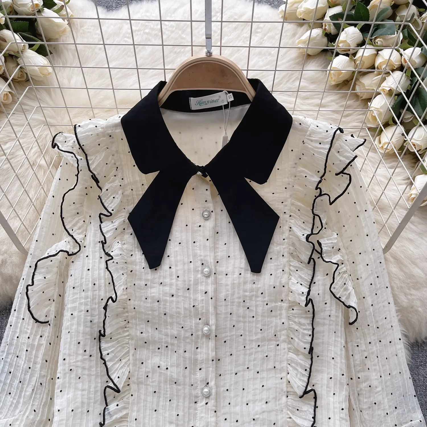 Women's autumn polka dot blouses