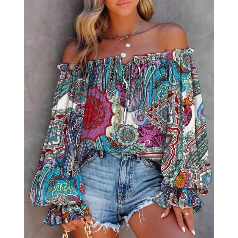 women's blouse long sleeve blouses printing vintage style ditsy floral