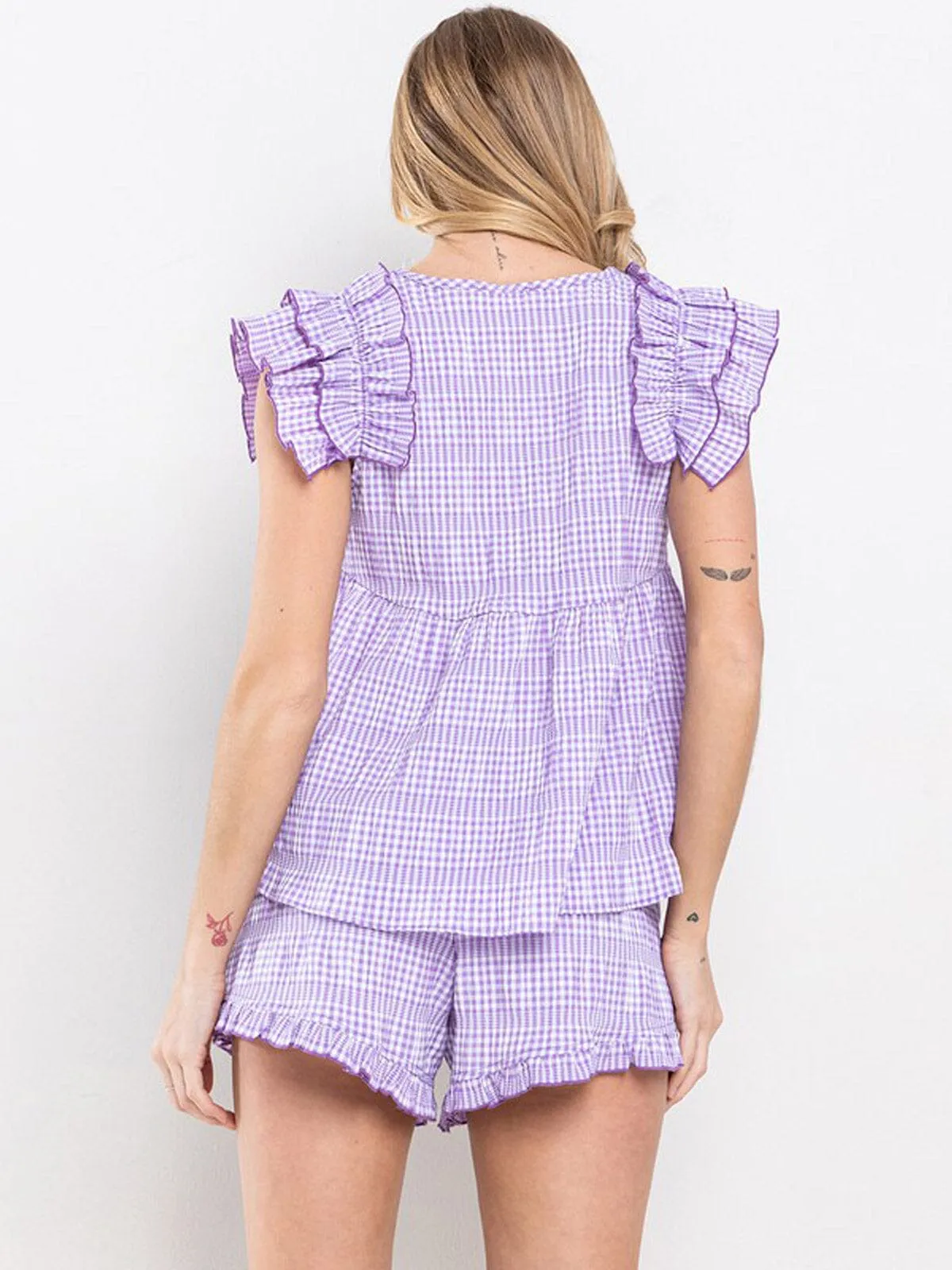 WOMEN'S ELASTIC WAIST POCKETS PLAID MINI SHORTS