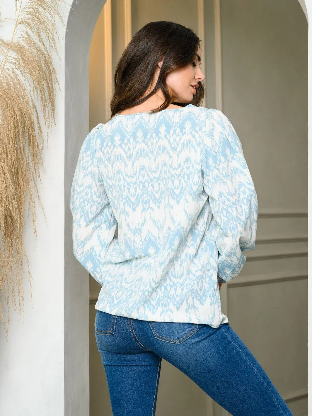 WOMEN'S LONG PUFF SLEEVE TUNIC TOP