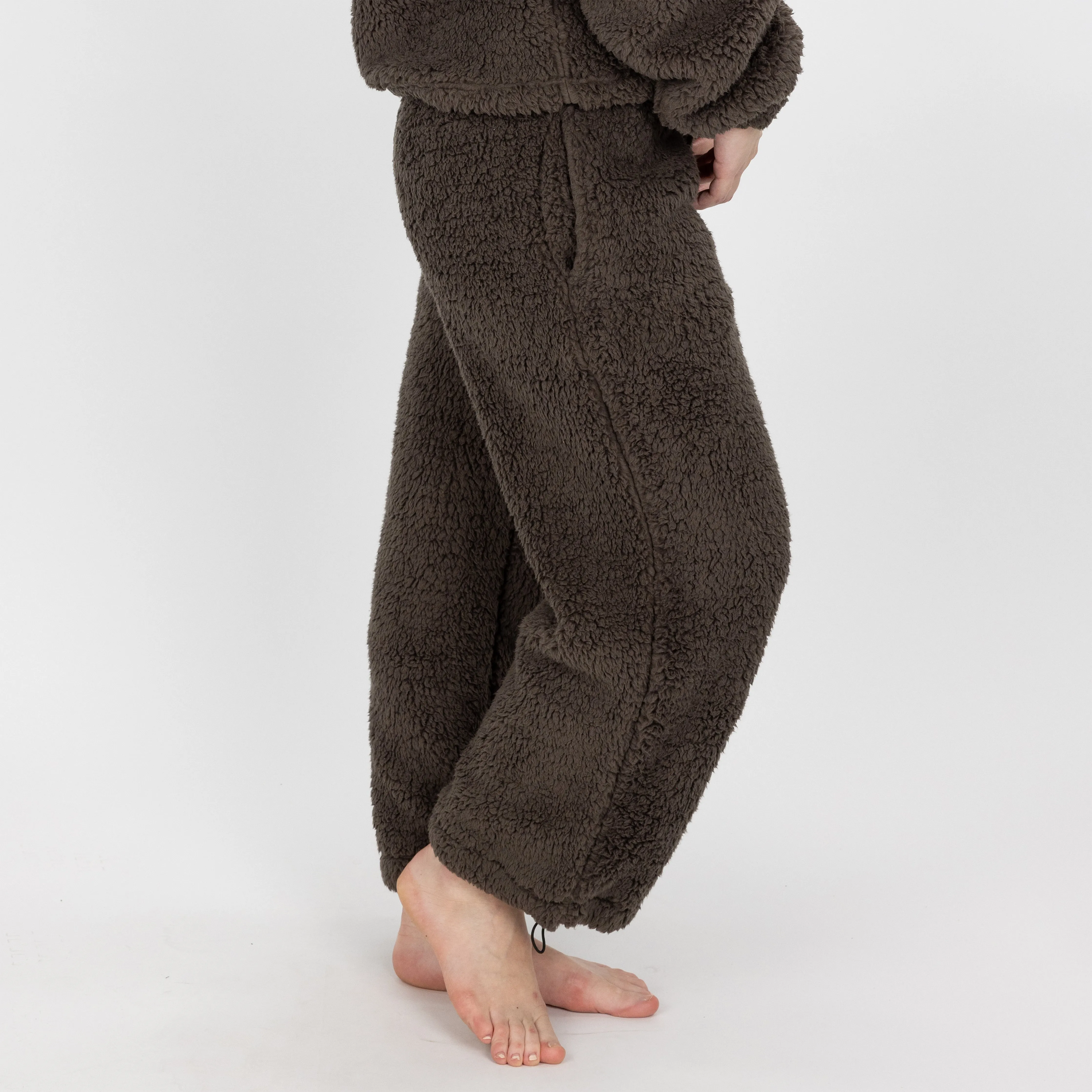 Womens Micro-poly Sherpa Fleece Pants - Major Brown