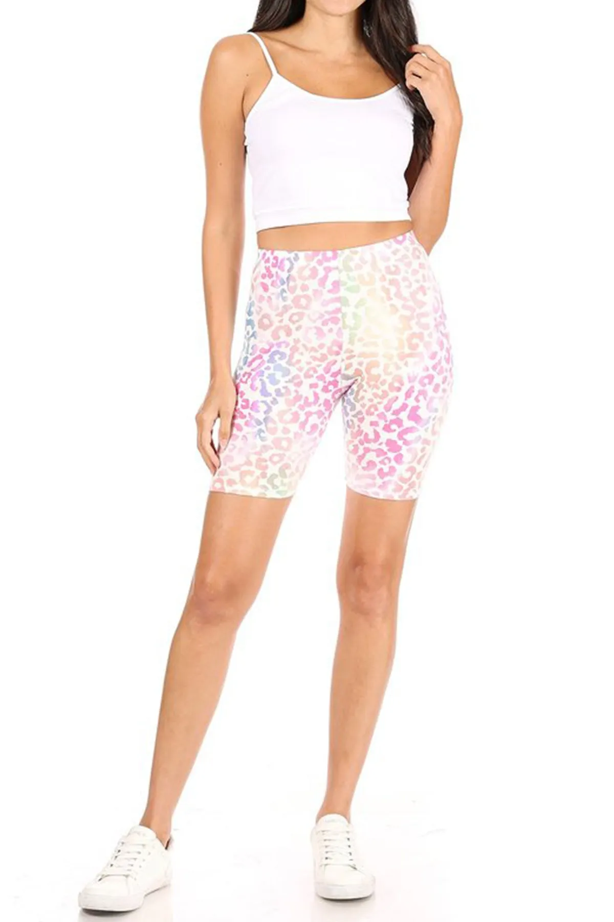 Women's Print Band Waist Biker Shorts