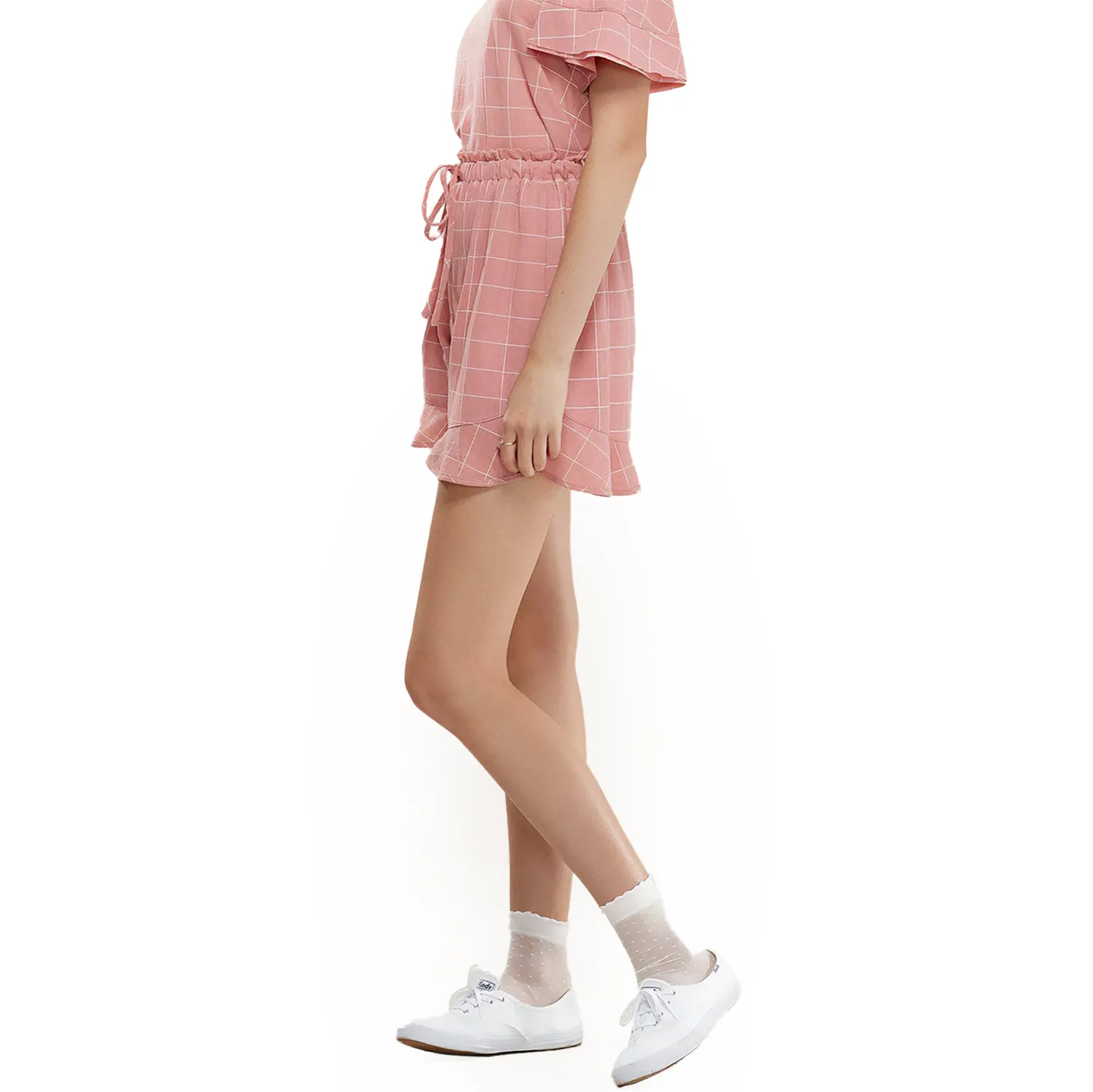 Women's Ruffled Hem High-waist Shorts In Pink