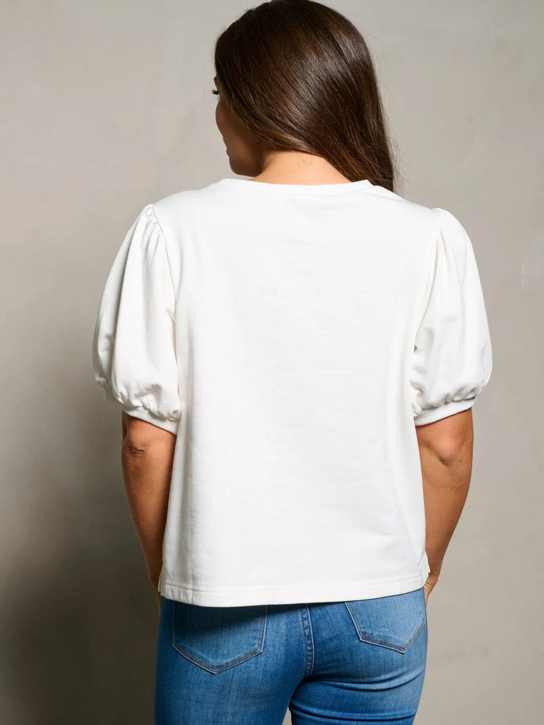 WOMEN'S SHORT PUFF SLEEVE SEQUINS GUITARS PRINT TOP
