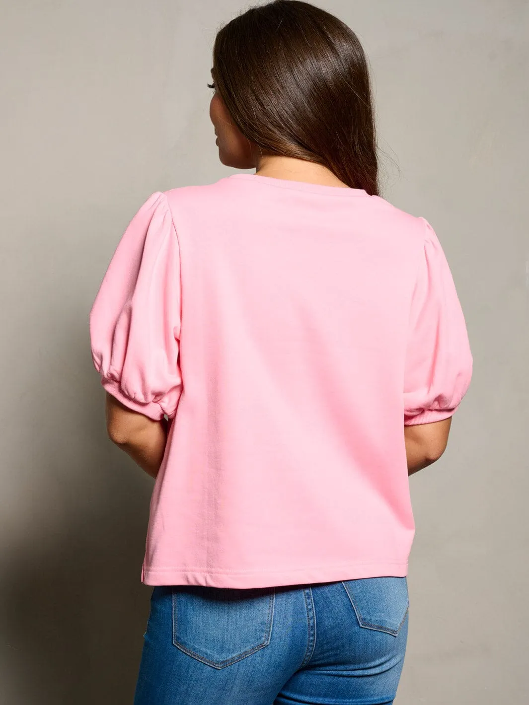 WOMEN'S SHORT PUFF SLEEVE SEQUINS GUITARS PRINT TOP