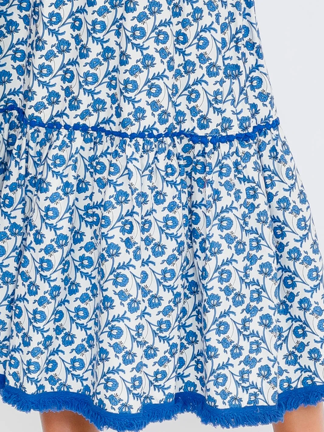 WOMEN'S SMOCK WAIST TIERED FLORAL MAXI SKIRT