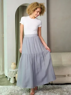 WOMEN'S SMOCK WAIST TIERED MAXI SKIRT