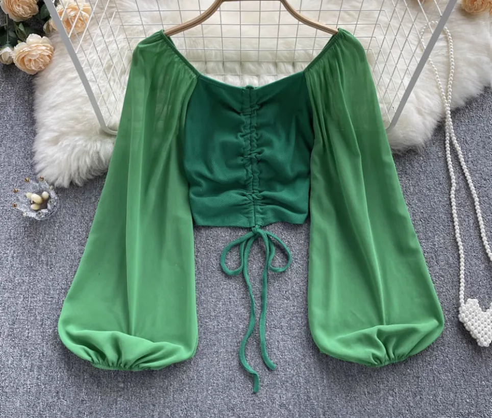 Women's summer bubble long sleeve blouses