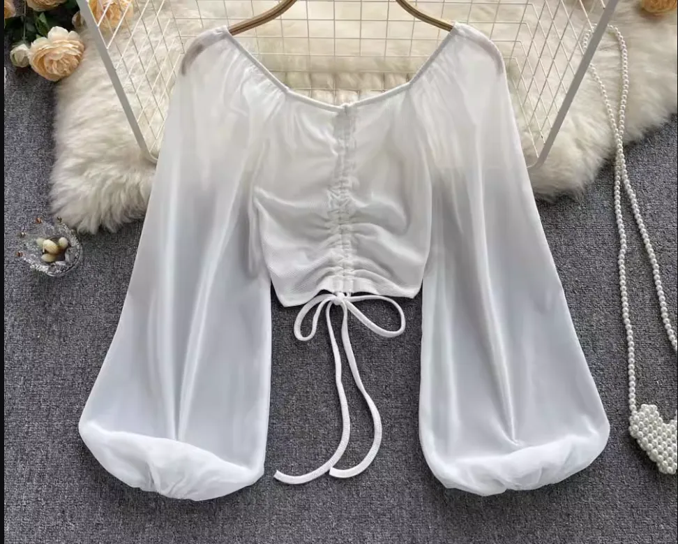 Women's summer bubble long sleeve blouses