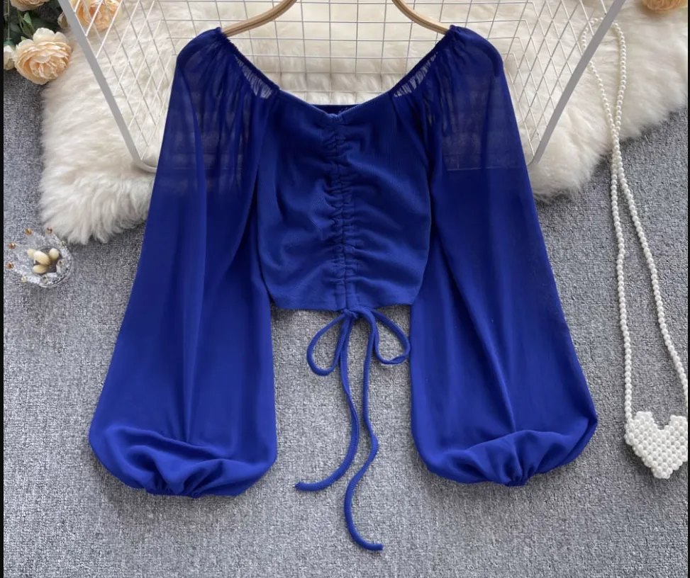 Women's summer bubble long sleeve blouses