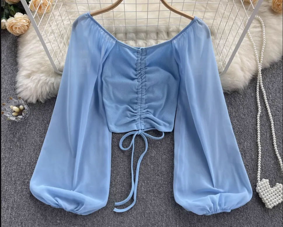 Women's summer bubble long sleeve blouses