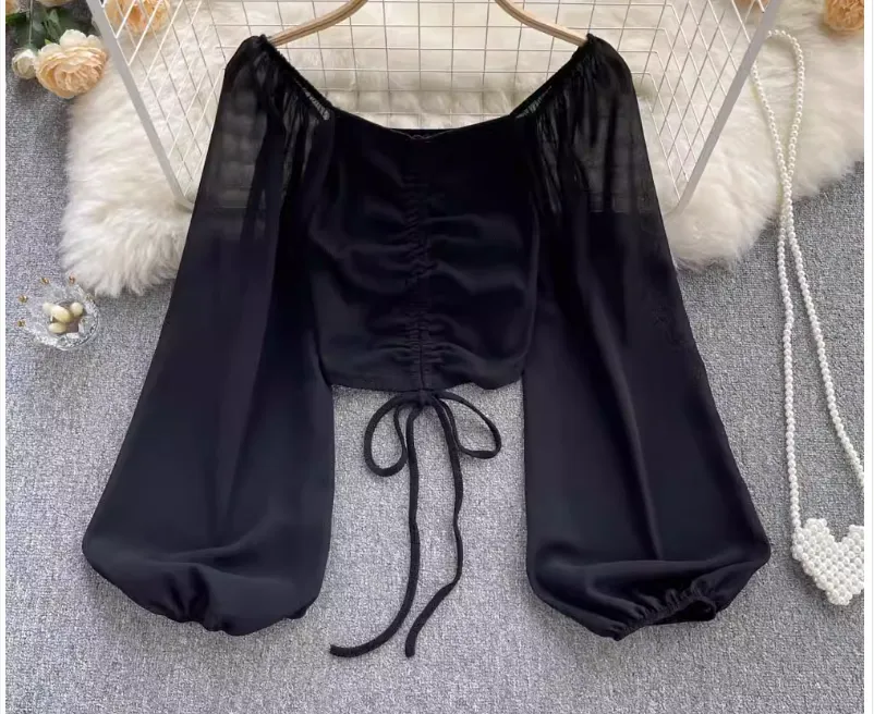 Women's summer bubble long sleeve blouses