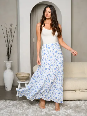 WOMEN'S TIERED FLORAL MAXI SKIRT
