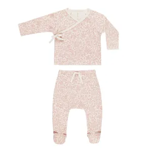 Wrap Top   Footed Pant Set | Pink Blossom
