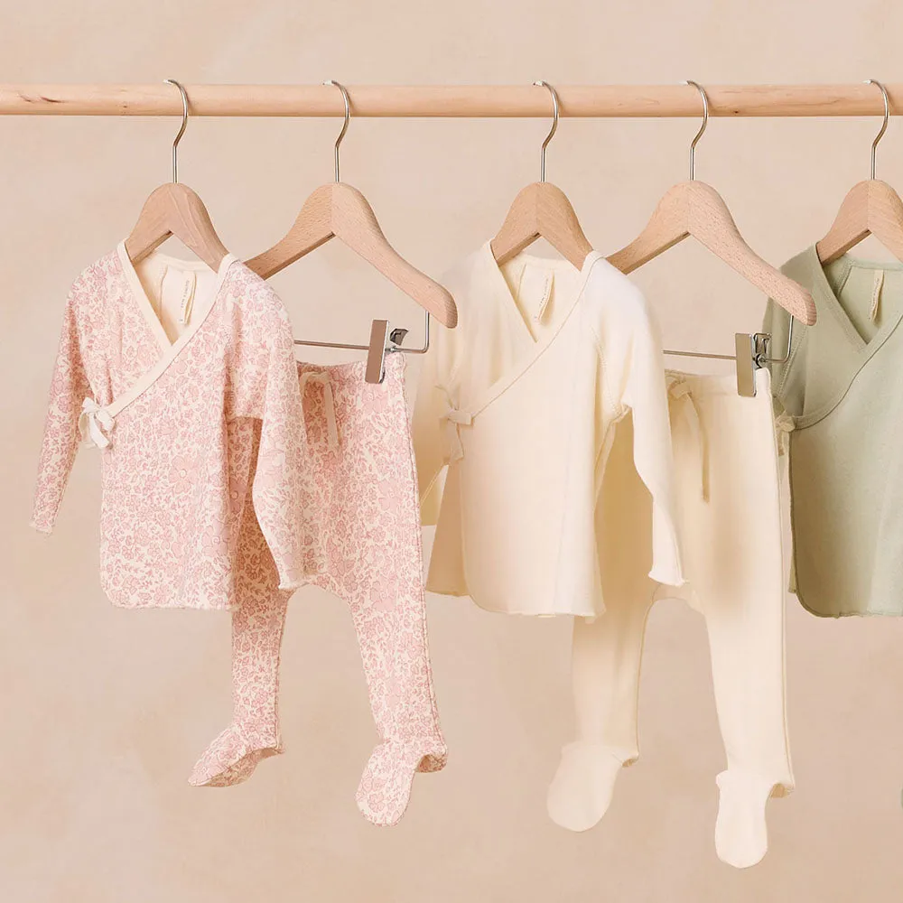 Wrap Top   Footed Pant Set | Pink Blossom