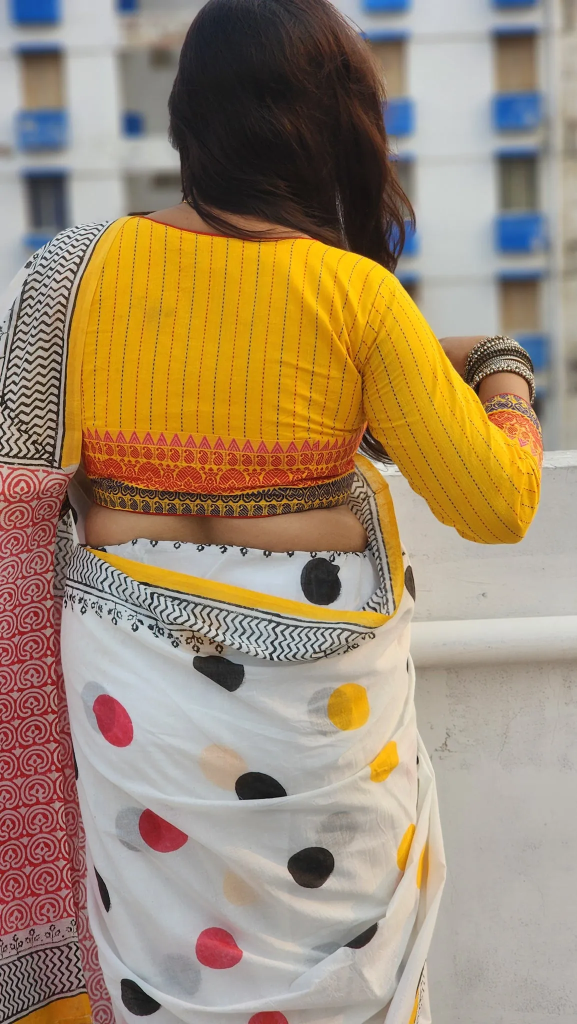 Yellow Kantha Cotton Blouse