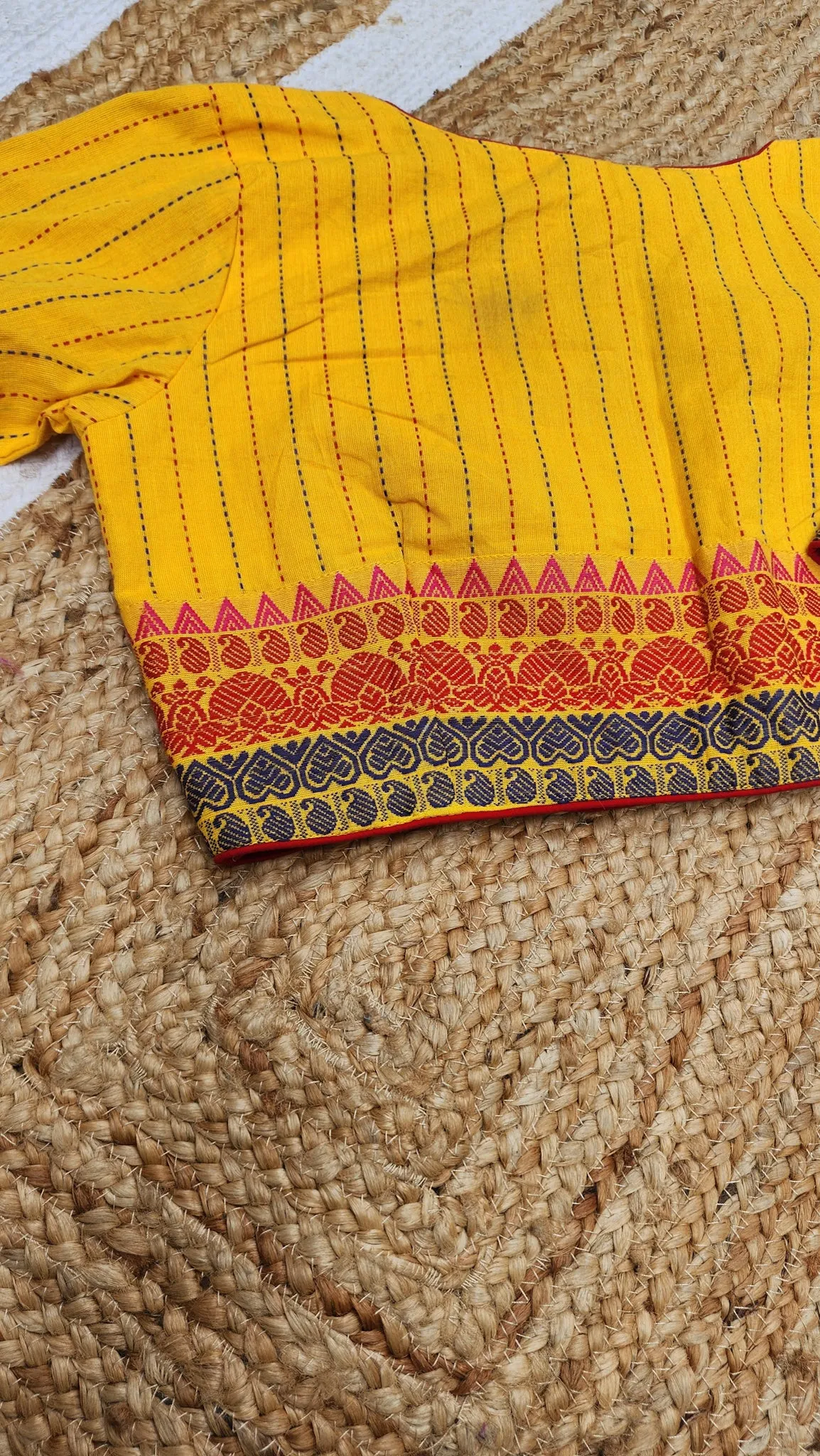 Yellow Kantha Cotton Blouse