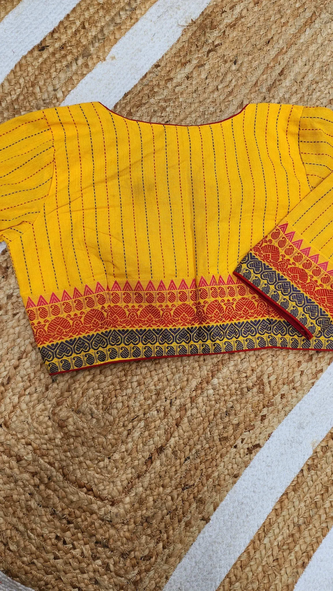 Yellow Kantha Cotton Blouse