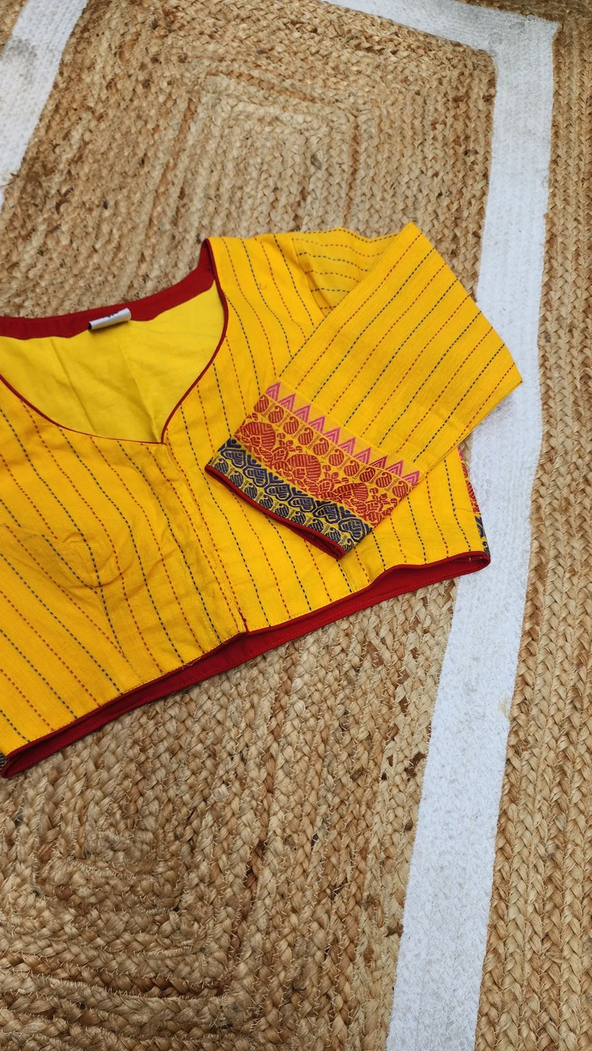Yellow Kantha Cotton Blouse