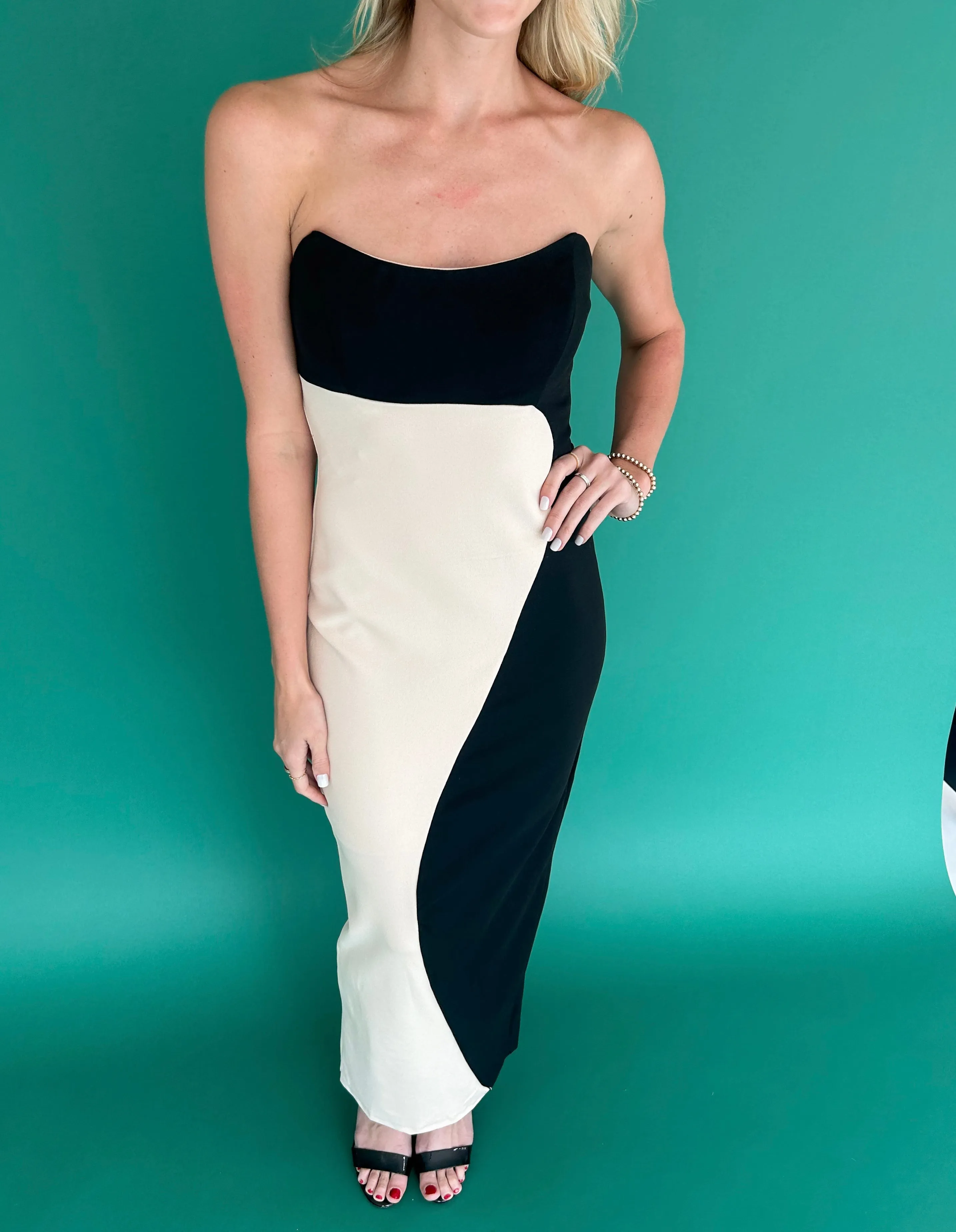 Yin Yang Strapless Bodycon Dress