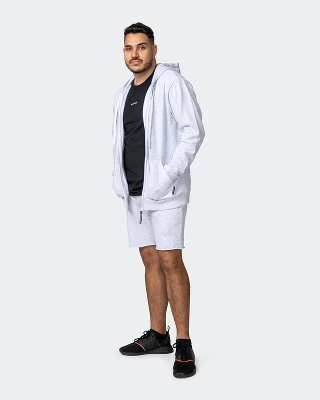 Zip Up Hoodie - White Marl