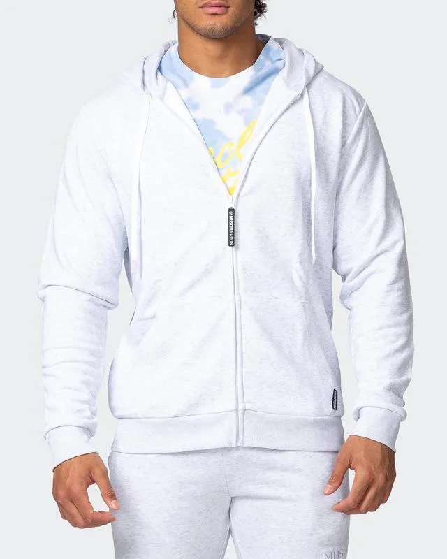 Zip Up Hoodie - White Marl