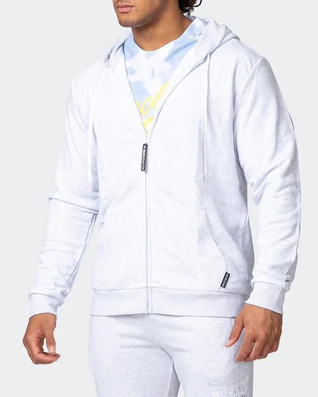 Zip Up Hoodie - White Marl