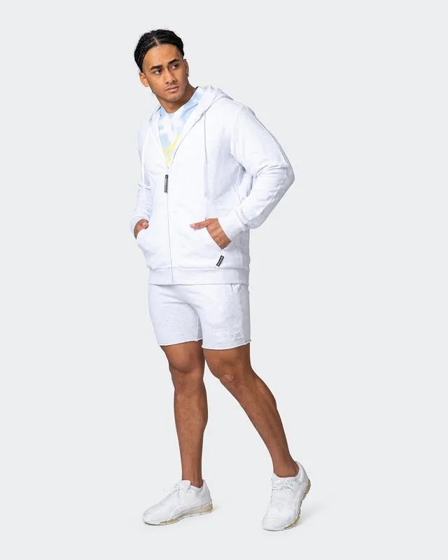 Zip Up Hoodie - White Marl